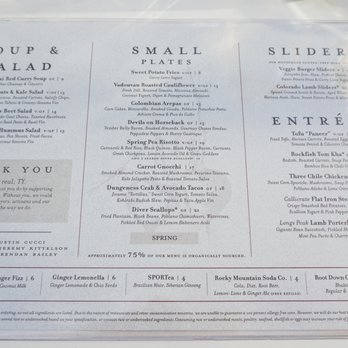 Root Down - Dinner Menu - New American Near Me - Denver, Colorado
