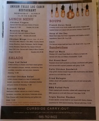 Menu photo 6 Indian Falls Log Cabin Restaurant Corfu, NY