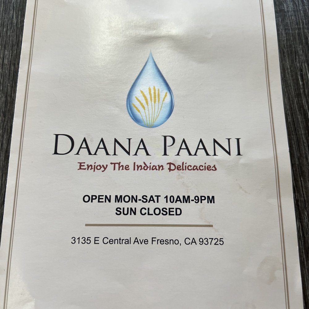Daana Paani - Menu cover - Indian Near Me - Fresno, California Daana Paani - Menu cover - Indian Near Me - Fresno, California