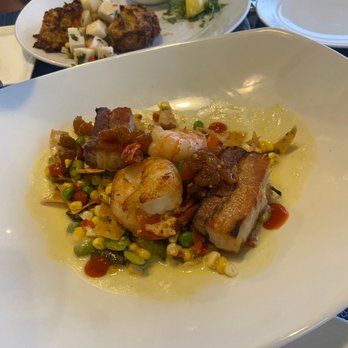 The Wharf Restaurant - HOUSE CURED PORK BELLY & SHRIMP - New American Near Me - Madison, Connecticut