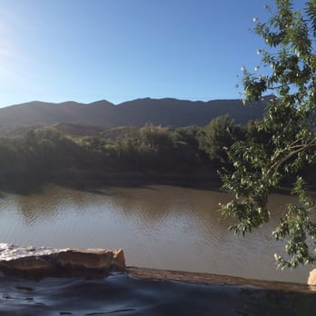 Riverbend Hot Springs - View from the Rio pool at about 8:00am on a summer morning. - Resorts Near Me - Truth or Consequences, New Mexico Riverbend Hot Springs - View from the Rio pool at about 8:00am on a summer morning. - Resorts Near Me - Truth or Consequences, New Mexico