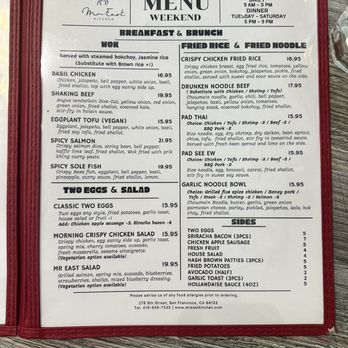 Mr East Kitchen - Menu - Breakfast & Brunch Near Me - San Francisco, California Mr East Kitchen - Menu - Breakfast & Brunch Near Me - San Francisco, California