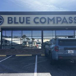 Exterior outside entrance of Blue Compass RV-Orlando - Blue compass signage - Casselberry, Florida Exterior outside entrance of Blue Compass RV-Orlando - Blue compass signage - Casselberry, Florida