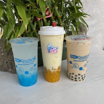 Milk Tea Lab - The one on the left is Cupid tonic, the one in the middle is mango lover, and the one in the right is winter melon milk tea. - Bubble Tea Near Me - San Diego, California Milk Tea Lab - The one on the left is Cupid tonic, the one in the middle is mango lover, and the one in the right is winter melon milk tea. - Bubble Tea Near Me - San Diego, California