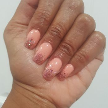 Dream Spa - acrylic fill in with gel polish and glitter accent. - Nail Salons Near Me - Hilo, Hawaii Dream Spa - acrylic fill in with gel polish and glitter accent. - Nail Salons Near Me - Hilo, Hawaii