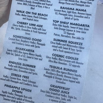 Sharky's Beachfront Restaurant - Drink menu - Seafood Near Me - Panama City Beach, Florida Sharky's Beachfront Restaurant - Drink menu - Seafood Near Me - Panama City Beach, Florida