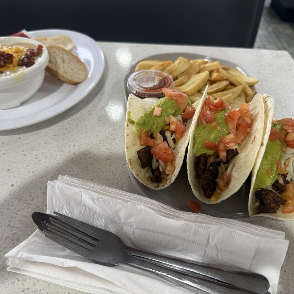 Jubelt's Bakery & Restaurant - Loaded potato soup and three sirloin tacos with French fries - Bakeries Near Me - Litchfield, Illinois Jubelt's Bakery & Restaurant - Loaded potato soup and three sirloin tacos with French fries - Bakeries Near Me - Litchfield, Illinois