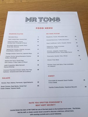 Menu photo 1 Mr Toms Auckland, AUK