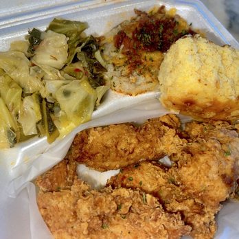 Faith’s Kitchen - 4pc chicken tenders w/ greens/cabbage and loaded mashed potatoes - Seafood Near Me - Grand Prairie, Texas Faith’s Kitchen - 4pc chicken tenders w/ greens/cabbage and loaded mashed potatoes - Seafood Near Me - Grand Prairie, Texas