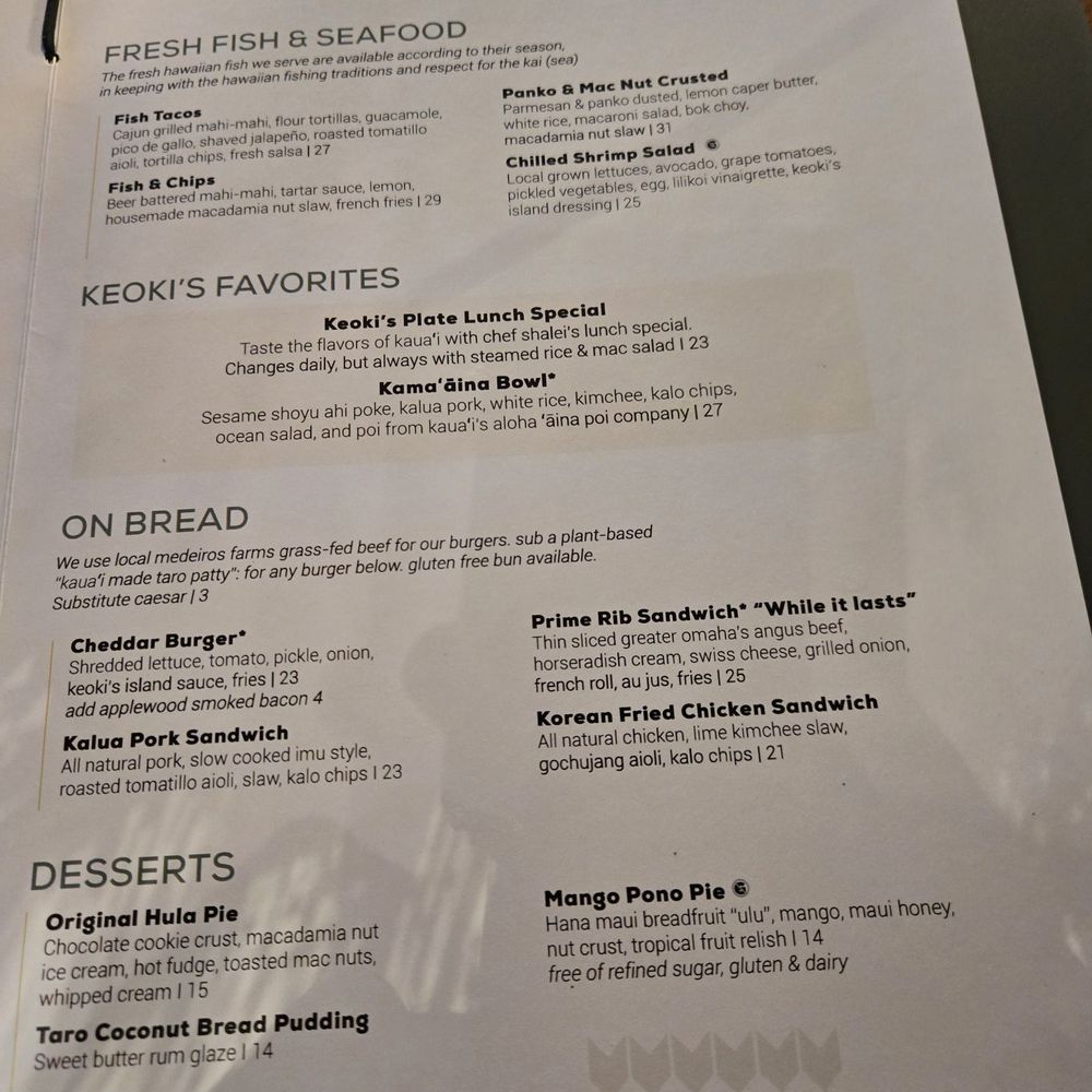 Keoki's Paradise - Menu as of 10/23/25 - Seafood Near Me - Koloa, Hawaii Keoki's Paradise - Menu as of 10/23/25 - Seafood Near Me - Koloa, Hawaii