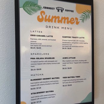 Connect Coffee - Summer Drink Menu - Coffee & Tea Near Me - Visalia, California