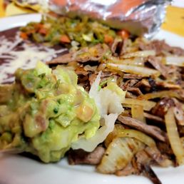 Close up of my Tasajo Encebollado.