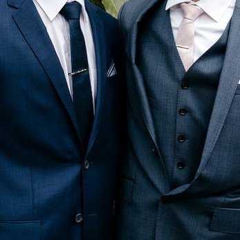 Hollywood Suits - Groomsmen suits we picked out were color on right. Greg gave 1 of 6 groomsmen the color on left. His suit stood out more than the Groom! - Men's Clothing Near Me - Westminster, California