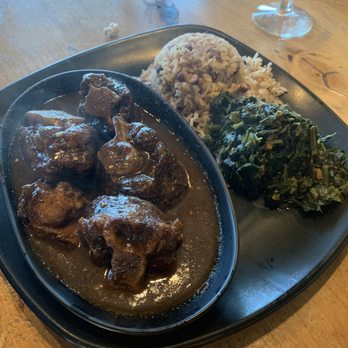 The Island Spot - Oxtail rice and peas and spinach - Caribbean Near Me - Dallas, Texas The Island Spot - Oxtail rice and peas and spinach - Caribbean Near Me - Dallas, Texas