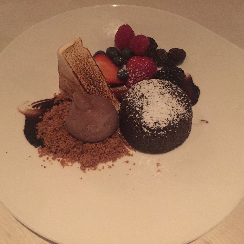 Pamplemousse Grille - Warm Chocolate-Caramel Cake - New American Near Me - Solana Beach, California