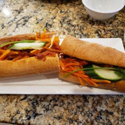 Flower lantern vegetarian restaurant - Nha Hang Chay Hoa Dang - Banh Mi with bbq pork