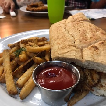 Pivovar - Catfish Poboy and fries. - Brewpubs Near Me - Waco, Texas