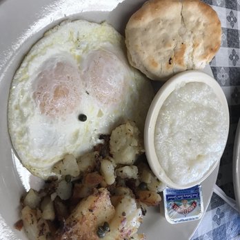 Colonel's Cafe - 2 over easy eggs, grits, biscuit, and potatoes - American Near Me - Knoxville, Tennessee Colonel's Cafe - 2 over easy eggs, grits, biscuit, and potatoes - American Near Me - Knoxville, Tennessee