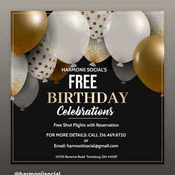 Harmonii Social - a black and gold birthday party flyer - Breakfast & Brunch Near Me - Twinsburg, Ohio Harmonii Social - a black and gold birthday party flyer - Breakfast & Brunch Near Me - Twinsburg, Ohio