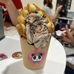 Dulce Panda Handcrafted Ice Cream - Cookie Smash with Bubble Waffle, topped with crumbled M&Ms