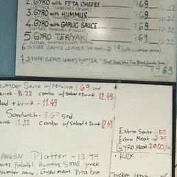 Hand written menu board August 2019