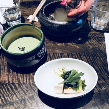 Cha-An - Yuzu sake, green tea with red bean, and first course of the lunch set. - Japanese Near Me - New York, New York Cha-An - Yuzu sake, green tea with red bean, and first course of the lunch set. - Japanese Near Me - New York, New York