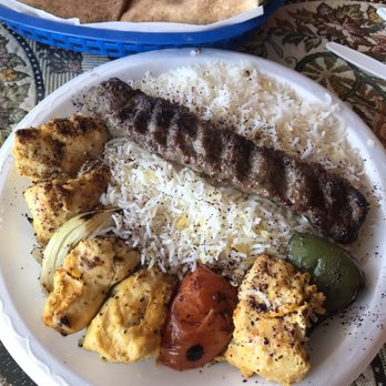 Shish Kabob Cafe - 1 Ground beef kabob, and 1 chicken shish kabob - Mediterranean Near Me - Houston, Texas Shish Kabob Cafe - 1 Ground beef kabob, and 1 chicken shish kabob - Mediterranean Near Me - Houston, Texas