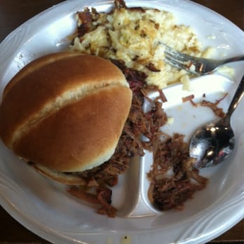 Lonnie Q's BBQ - Brisket sandwich with a side of cheesy taters. - Barbeque Near Me - Topeka, Kansas Lonnie Q's BBQ - Brisket sandwich with a side of cheesy taters. - Barbeque Near Me - Topeka, Kansas