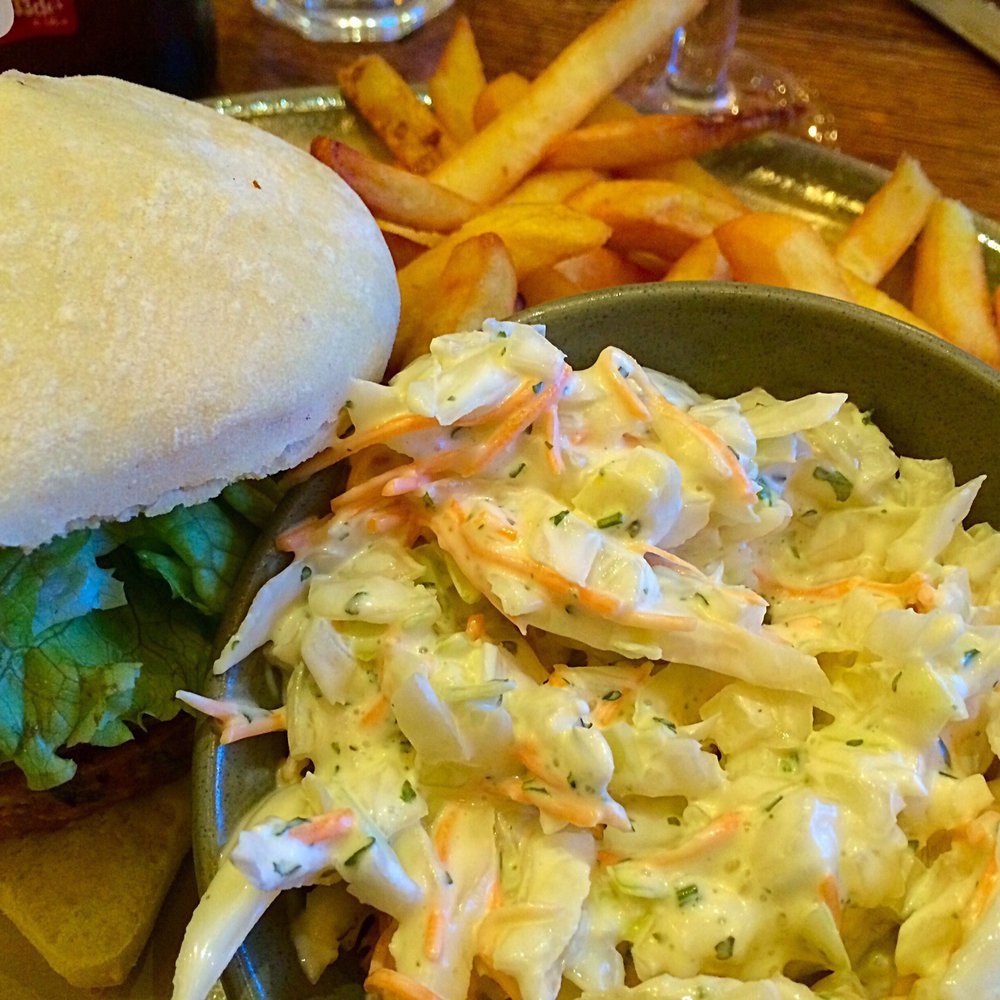 Nando's - Vegetarian bean burger with portobello mushroom & coleslaw & chips - Chicken Shop Near Me - Belfast, BFS