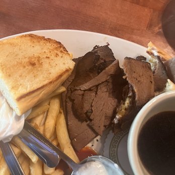 Buzz Inn Steakhouse - Overcooked burnt rubber French dip - Steakhouses Near Me - Ellensburg, Washington