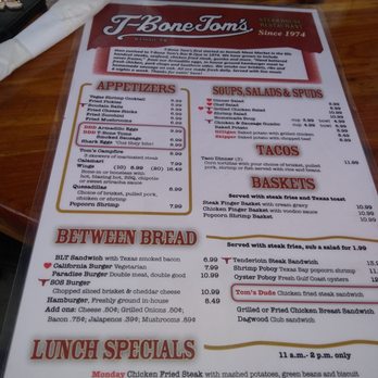T-Bone Tom's - Menu - Barbeque Near Me - Kemah, Texas T-Bone Tom's - Menu - Barbeque Near Me - Kemah, Texas