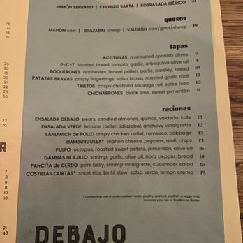 Debajo - Menu - Tapas Bars Near Me - New York, New York Debajo - Menu - Tapas Bars Near Me - New York, New York