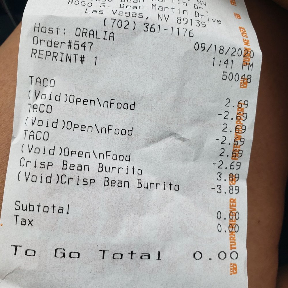 Taco Time - a receipt for a burger - Mexican Near Me - Las Vegas, Nevada Taco Time - a receipt for a burger - Mexican Near Me - Las Vegas, Nevada