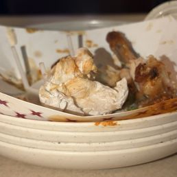 A stack of nothing  Pizza Wings ... Small Salad ... Slice ... Slice ...