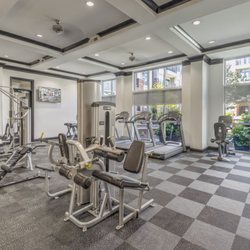 Camden Southline Apartments - Fitness center with weight training equipment