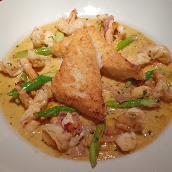 Coastal Flats - Sauteed Shrimp & Creamy Grit Cakes...with Smithfield ham, roasted corn, asparagus, peppers, sweet onion & Cajun cream. - Seafood Near Me - Mclean, Virginia Coastal Flats - Sauteed Shrimp & Creamy Grit Cakes...with Smithfield ham, roasted corn, asparagus, peppers, sweet onion & Cajun cream. - Seafood Near Me - Mclean, Virginia