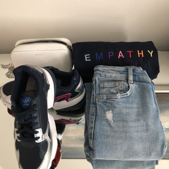 SENREVE - Styled Coda Belt Bag with some casual attire, also rocking the Empathy shirt from Humangood, which is the merch line from Jubilee Media - Accessories Near Me - San Francisco, California