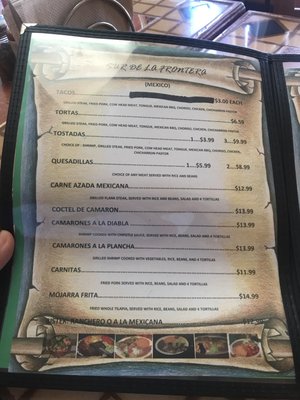 Menu photo 4 Mi Tierra Latina Jacksonville, FL