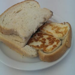 The Pit Stop Cafe - Grilled halloumi and mushroom sandwich.