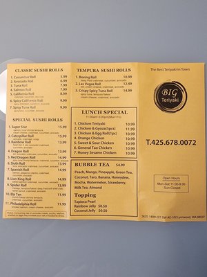 Menu photo 3 Big Teriyaki Lynnwood, WA