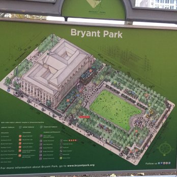 Bryant Park - A map of the park, non-winter time. - Parks Near Me - New York, New York