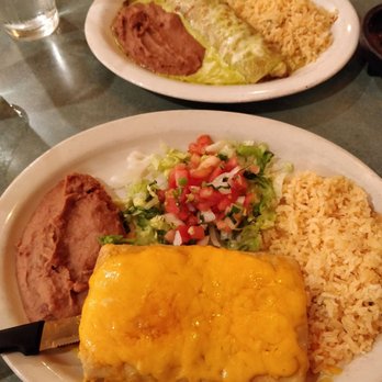 El Patio - Chimichanga (beef) and shrimp/lobster enchilada - Mexican Near Me - Houston, Texas