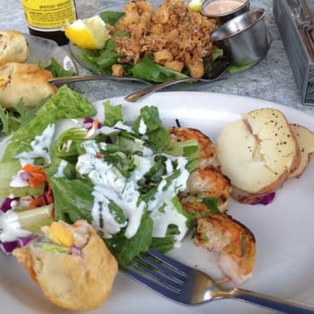 Shoreline Cafe - Grilled shrimp skewer, salad, and baked potato - Seafood Near Me - Santa Barbara, California Shoreline Cafe - Grilled shrimp skewer, salad, and baked potato - Seafood Near Me - Santa Barbara, California