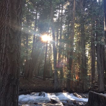 Aspen campground - Creek/river running pretty fast. A lot of water because of the second highest snowfall the area had in recent history. Winter 2016-2017. - Campgrounds Near Me - Lee Vining, California