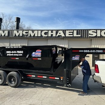 JMK Junk-Away - This is our newest dumpster with logos and information. Looks awesome! - Dumpster Rental Near Me - Knoxville, Tennessee JMK Junk-Away - This is our newest dumpster with logos and information. Looks awesome! - Dumpster Rental Near Me - Knoxville, Tennessee