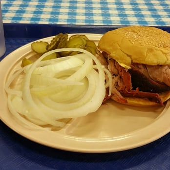 Lyndon's Pit Bar-B-Q - Pulled pork sandwich by itself with lots of onions and pickles. $6 great deal - Barbeque Near Me - Houston, Texas Lyndon's Pit Bar-B-Q - Pulled pork sandwich by itself with lots of onions and pickles. $6 great deal - Barbeque Near Me - Houston, Texas