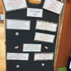 Vermont Snack Shack - Hot dog menu