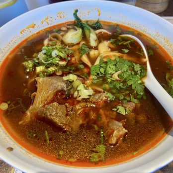 The Barn Skewers Noodles - Spicy beef noodle soup with knife cut noodles - Chinese Near Me - Arcadia, California
