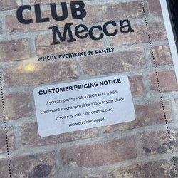 Club Mecca - They charge to use credit cards unfortunately