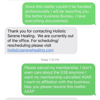 Holistic Serene Healing - This is the "automated message they generated" The all of a sudden I get a response. - Massage Therapy Near Me - Hammonton, New Jersey